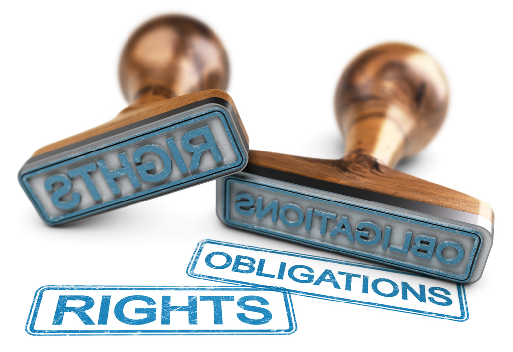 Rights And Obligations Words Over White Background